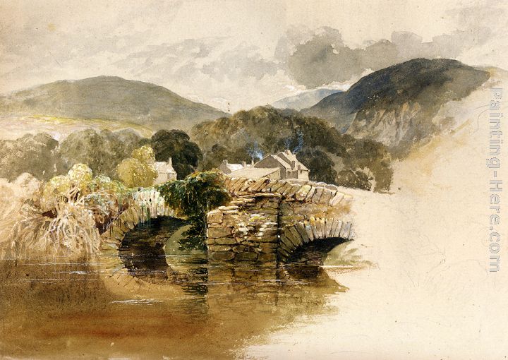 Beddgelert Bridge, North Wales painting - Samuel Palmer Beddgelert Bridge, North Wales art painting